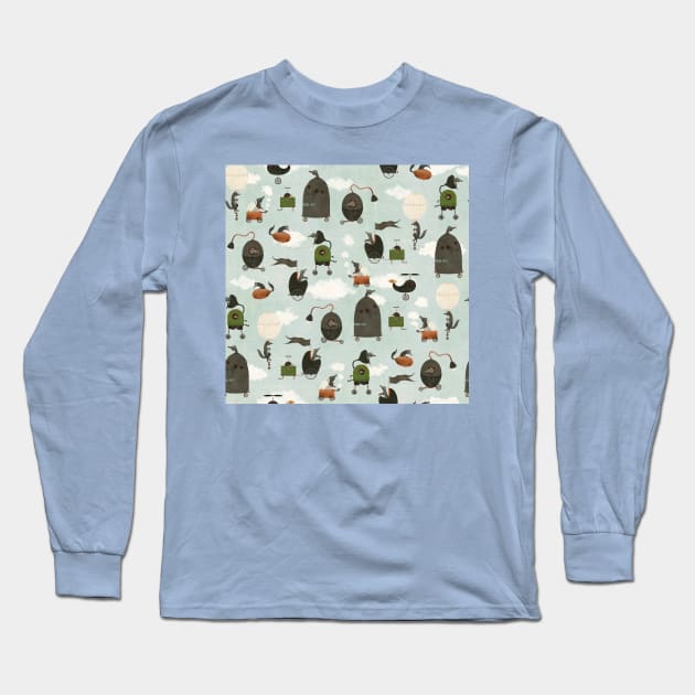 Wheels and Wolves Long Sleeve T-Shirt by katherinequinnillustration